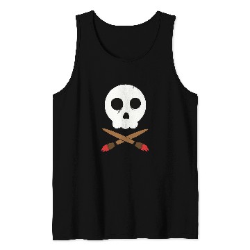 Discover Skull and Paintbrush Artist Crossbones Tank Tops
