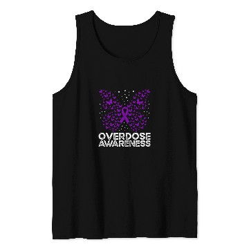 Discover Overdose Awareness Purple Ribbon Butterfly Tank Tops
