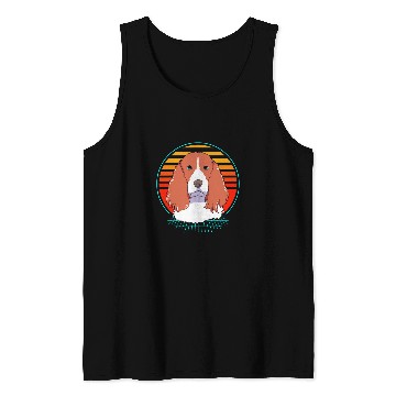 Discover Retro 80s Dog Face Pet Lover Springer Spaniel Tank Tops