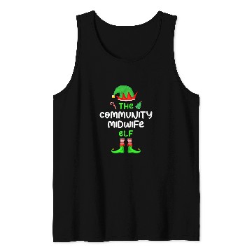 Discover The Community Midwife Elf Christmas Matching Pajama Tank Tops