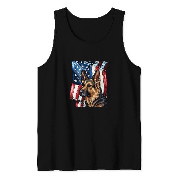Discover Patriotic German Shepherd American Flag Tank Tops