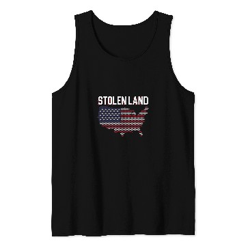 Discover Stolen Land USA Flag Indigenous Native American Tank Tops