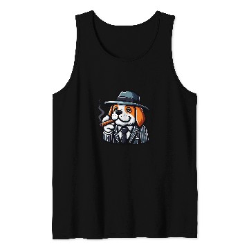 Discover Saint Bernard Gangster Funny Dog Mobster Tank Tops