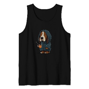 Discover Grumpy Coffee Lover Dog on Coffee Basset Hound Tank Tops