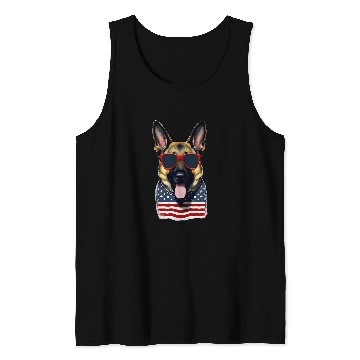 Discover German Shepherd American Flag Sunglasses vintages July 4th Tank Tops
