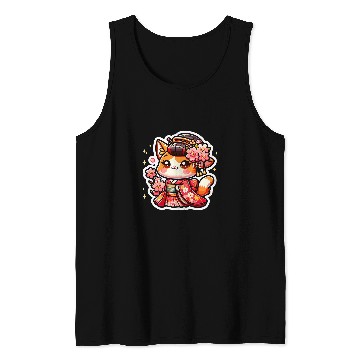 Discover Sakura Cherry Blossom 2Geisha Kitty Cat 2Geisha Kitty Tank Tops