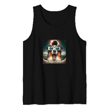 Discover Funny Selfie Australian Shepherd Womens Mens Solar Eclipse Tank Tops