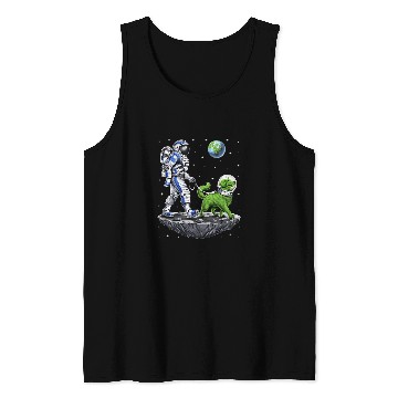 Discover Space Astronaut Walking Alien Dog Planet Earth Tank Tops