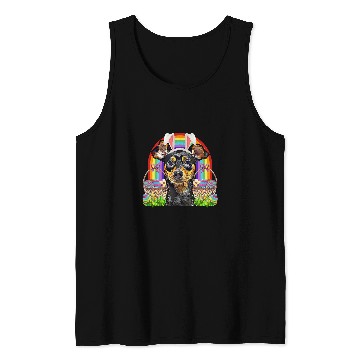 Discover Miniature Pinscher Dog Easter Bunny Egg Hunt Tank Tops