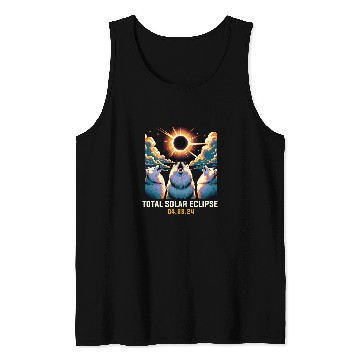 Discover Samoyed Dog Howling At Solar Eclipse Tank Tops