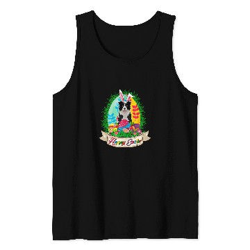 Discover Happy Easter Bunny Border Collie With Easter Eggs Lover Tank Tops