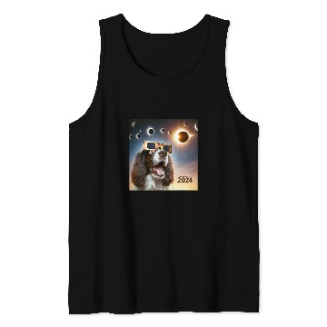 Discover Selfie English Springer Spaniel Womens Mens Solar Eclipse Tank Tops