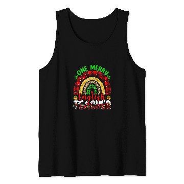 Discover One Merry English Teacher Leopard Rainbow Christmas Tree 1 Tank Tops