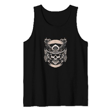 Discover Skull Motorcycle Biker Cowboy Hat Tank Tops