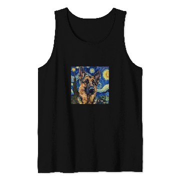 Discover German Shepherd Dog Van Gogh Style Starry Night Tank Tops
