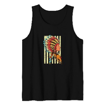 Discover US Flag Headdress Indian Roots Indigenous Native American Tank Tops