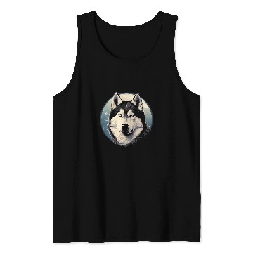 Discover Siberian Husky With Full Moon Dog Lovers Tank Tops