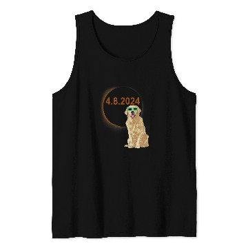 Discover Solar Eclipse Golden Retriever Wearing Solar Eclipse Glasses Tank Tops