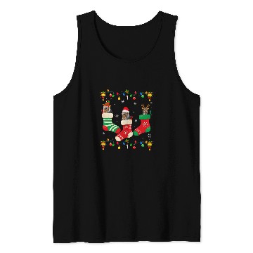 Discover Santa Hat xmass Light Three Yorkshire Terrier Christmas Socks Tank Tops