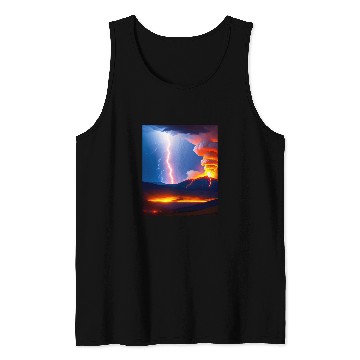 Discover Lightning Storm during an Volcanic eruption Tank Tops