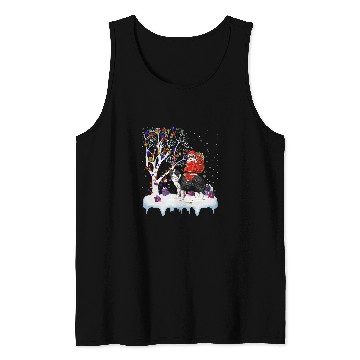 Discover Santa Riding Border Collie Dog Tree Lights Border Collie Fun Tank Tops