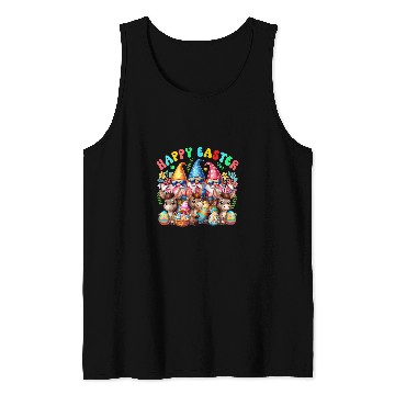 Discover Happy Easter Squad Three Gnomes Bunny Donkeys Hunting Eggs Tank Tops