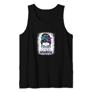 Discover suicides Prevention Warrior Messy Bun Teal Purple Ribbon 1 Tank Tops