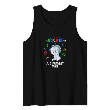 Discover Rockin to a Different Tune Autism Warrior Tank Tops