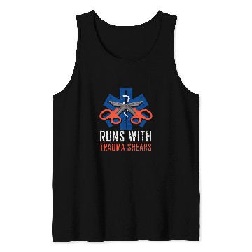 Discover Runs With Trauma Shears Gift Ambulance EMT First Aider Tank Tops