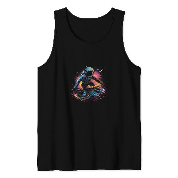 Discover Space Groove Astronaut DJ DJing in Space EDM Graphic 1 Tank Tops