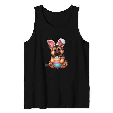 Discover German Shepherd Puppy Easter Bunny Colorful Easter Egg Dog Tank Tops