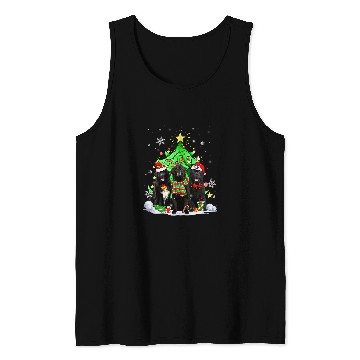 Discover Santa Newfoundland Dog Squad Christmas Tree Lights Tank Tops