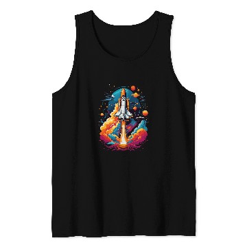 Discover Space Shuttle Fantasy Start Space Astronaut with Planets Tank Tops