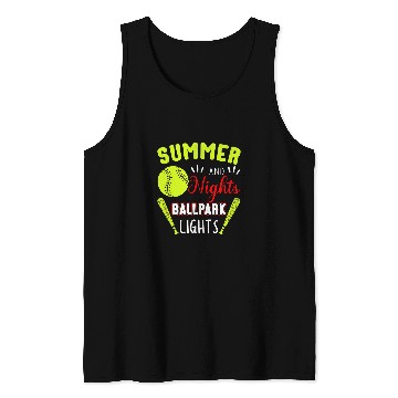 Discover Summer Nights Ballpark Lights Softball Tank Tops