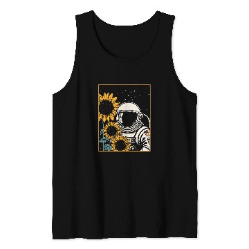 Discover Space Explorer Sunflowers Astronaut Tank Tops