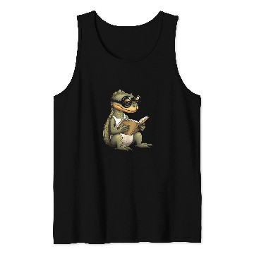 Discover Lizard Reading Book Funny Bookworm Reader Read Librarian 22 Tank Tops
