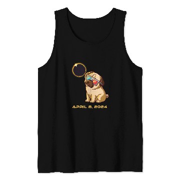 Discover Total Solar Eclipse April 8 2024 Totality Dog Pug Tank Tops