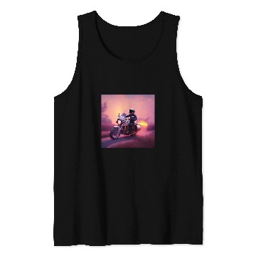 Discover Sunset Sunrise Pink Peach Sky Gradient Motorcycle Rider Road Tank Tops