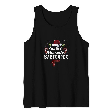 Discover Santas Favorite Bartender Christmas Santa Red Plaid Claus Tank Tops