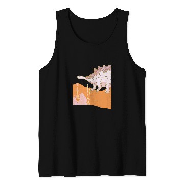 Discover Pink and Orange Prehistoric Jurassic Dinosaur Illustration Tank Tops