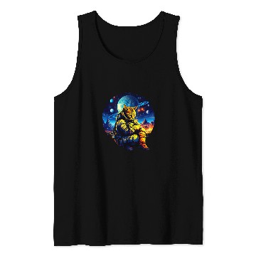Discover Sad Astronaut Cat In Outer Space Galaxy Cat Astronaut Design Tank Tops