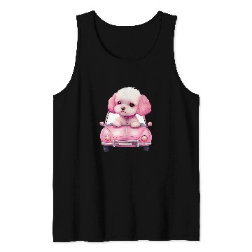 Discover Poodle in Cute Pink Car Tank Tops