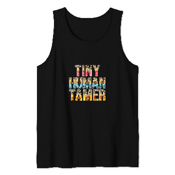 Discover Tiny Human Tamer Leopard Print Sunflower Teacher Babysitter Tank Tops