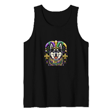 Discover Mardi Gras Norwegian Elkhound Dog Jester Tank Tops