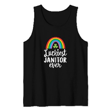 Discover Luckiest Janitor Ever St Patrick Day Shamrocks Tank Tops