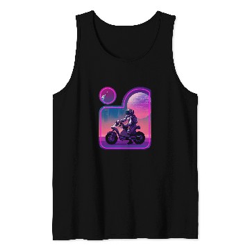 Discover Motorcycle Riding Astronaut 2Futuristic Space Exploration Tank Tops