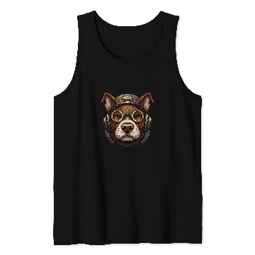 Discover Steampunk Pitbull Dog in Clockwork Glasses Steampunk 1 Tank Tops