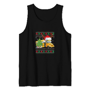 Discover School Bus Driver Reindeer Santa Hat Ugly Christmas Sweater Tank Tops