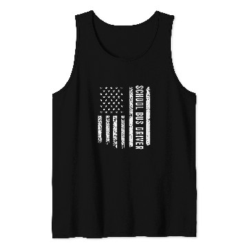 Discover School Bus Driver USA Flag Profession Job Title Tank Tops