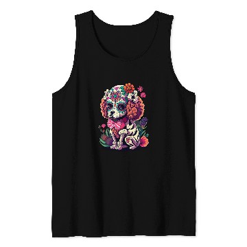 Discover Poodle Sugar skull Dia De Los Muertos halloween Tank Tops